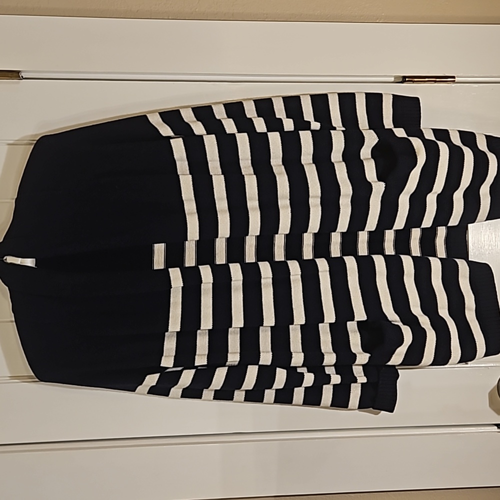 Talbot's Navy & Cream striped cardigan